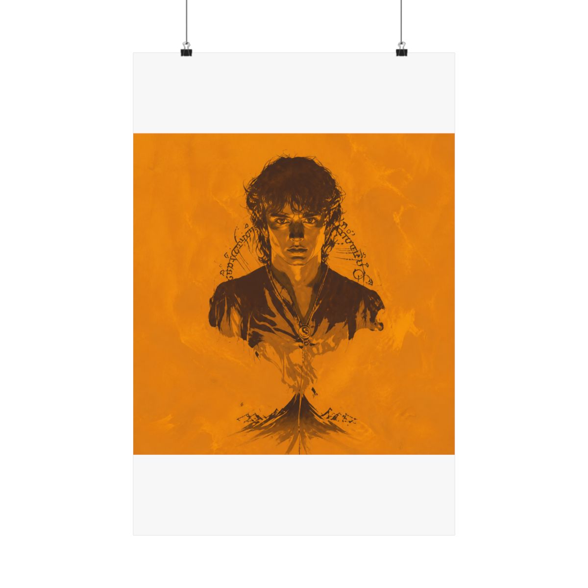 FRODO™ MOUNT DOOM™ Tengwar Inscription Graphic Metal Print | Inscryption